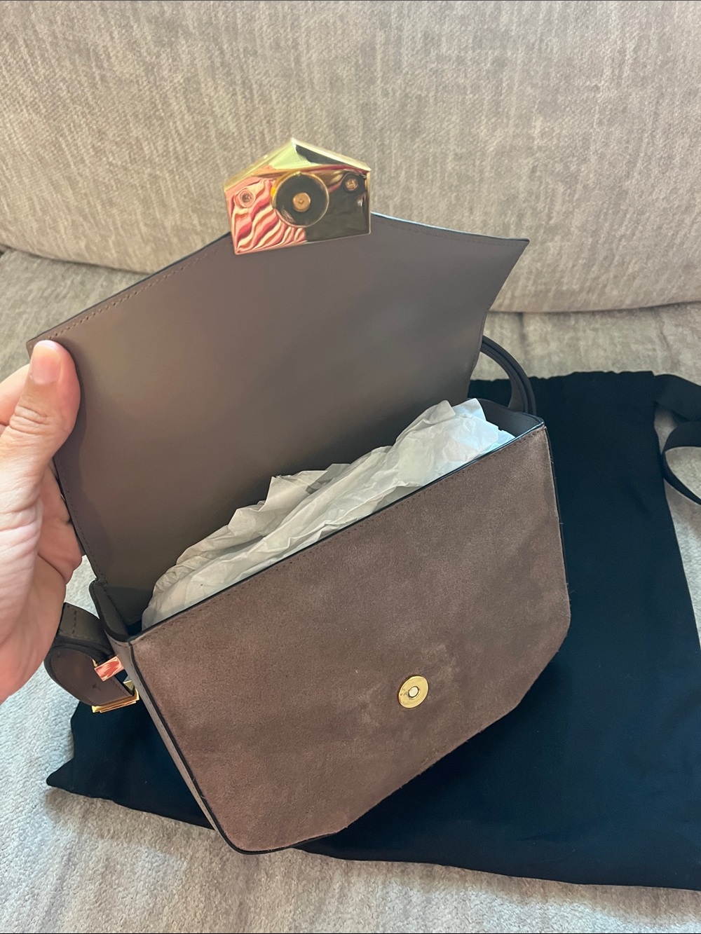 DeMellier London Midi Envelope Flap Leather & Suede Crossbody Bag - Picture 5 of 5